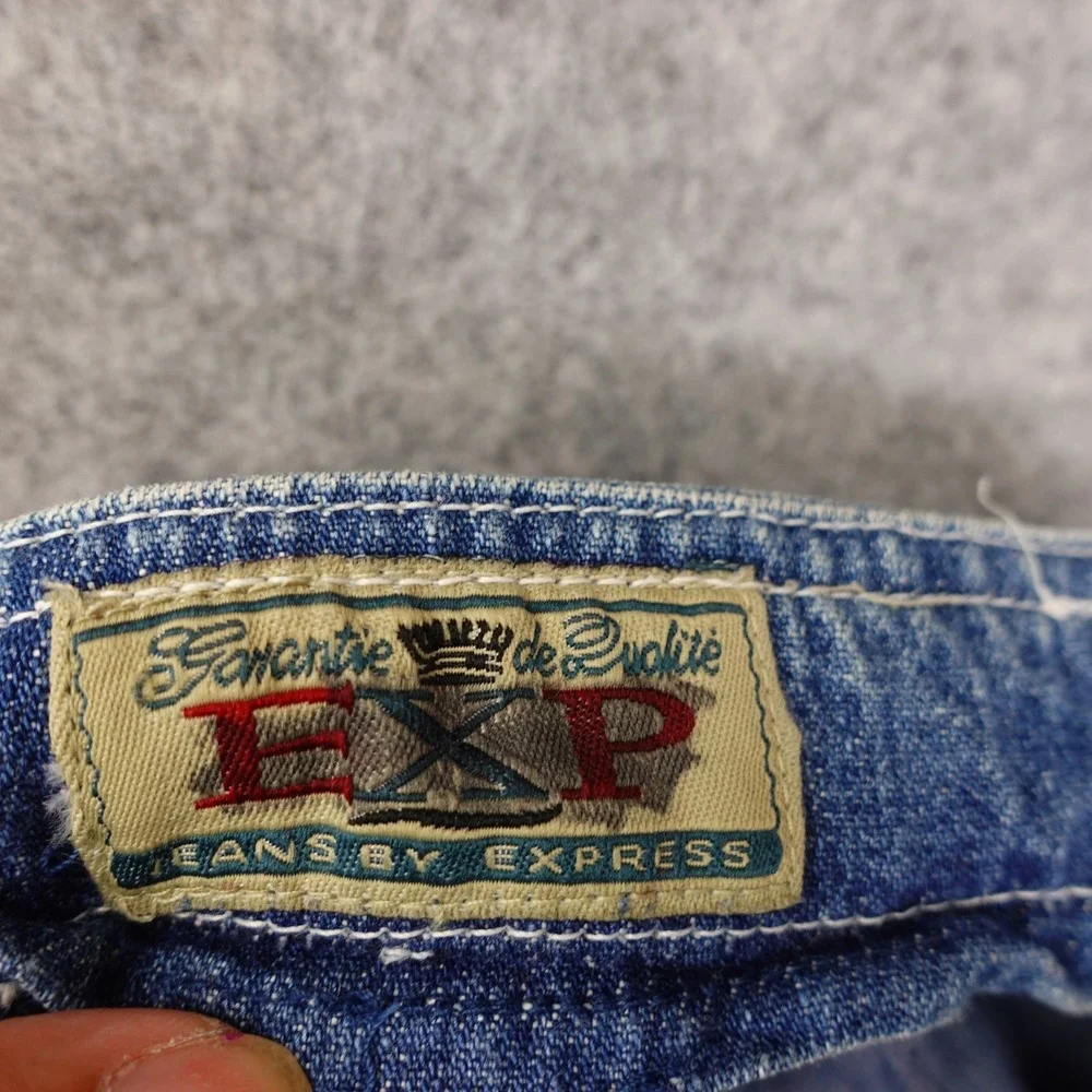 Vintage 90s Y2K Indie Grunge Skirt Women SMALL 4 Blue Cargo Denim Frayed EXPRESS
